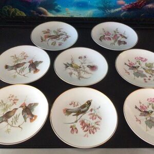 VTG Bavaria Debra Porcelain Bird Plates With Gold Trim #4248 056